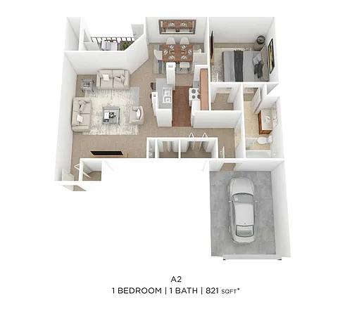 Floor plan One Bedroom-821 sqft
