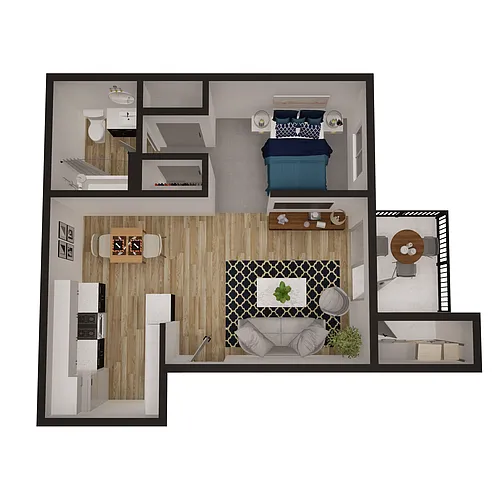 Floor plan 1x1 400sf Classic
