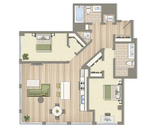 Floor plan 2 Bedroom 2 Bath Plan F Market