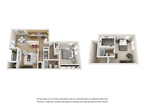 Floor plan 2 BR/2 BA Town home - Cornflower
