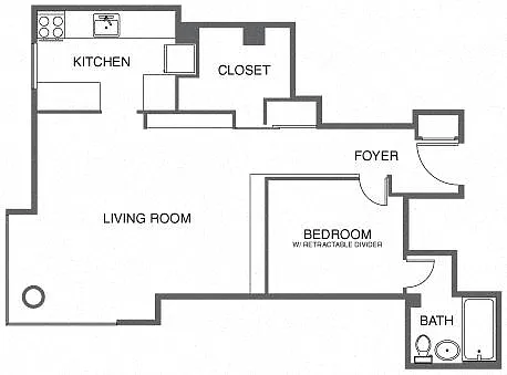 Floor plan Jr. 1 Bed, 1 Bath