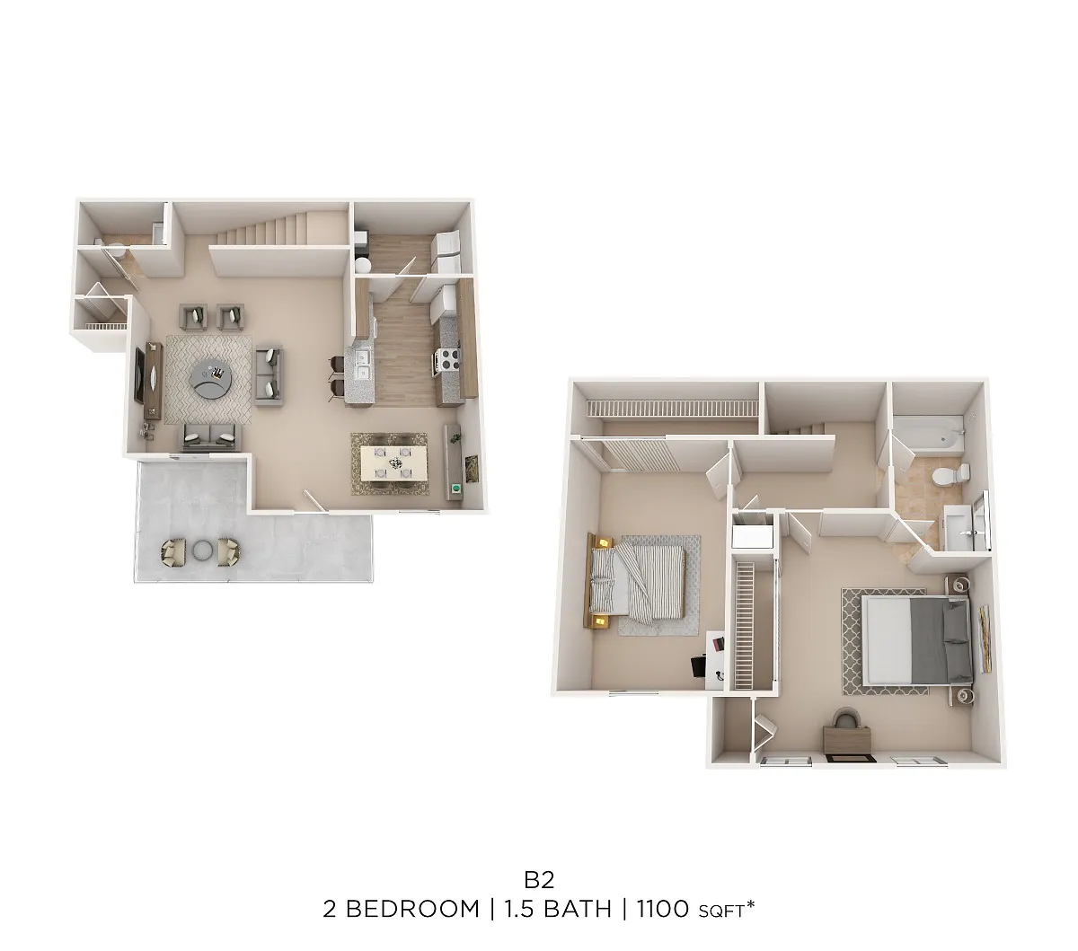Floor plan Two Bed 1.5 Bath 1100 Sqft Sqft
