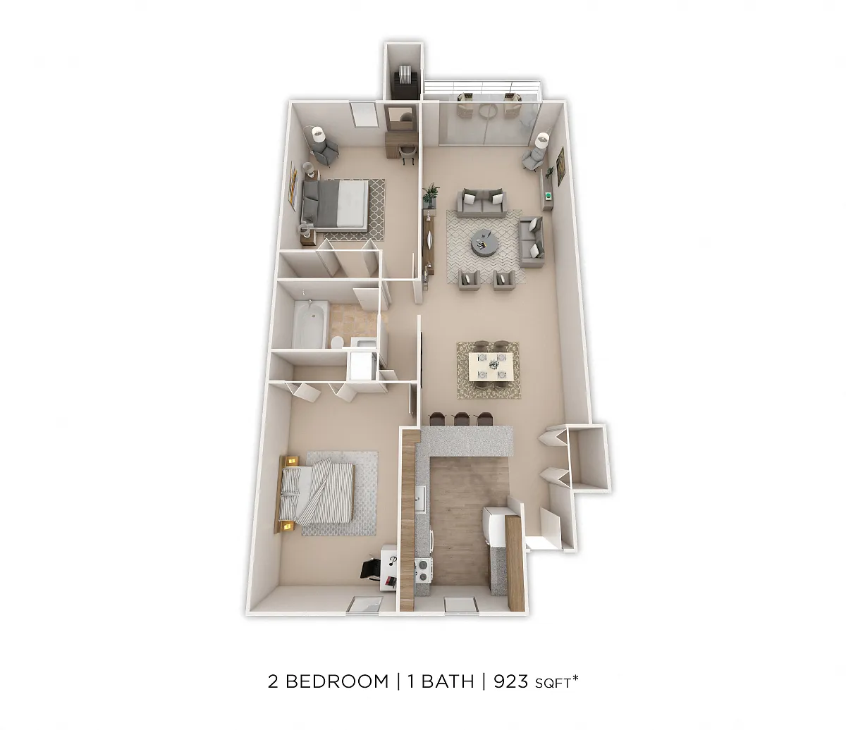 Floor plan Two Bedroom - 923 sqft