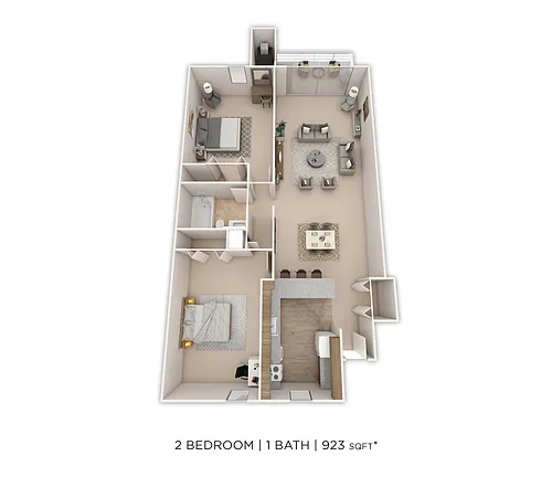 Floor plan Two Bedroom - 923 sqft