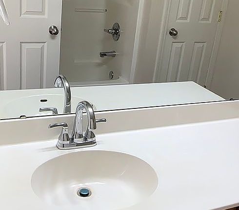 Master bathroom has a closet
