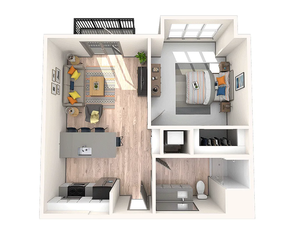 Floor plan One Bedroom A1B