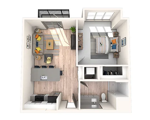 Floor plan One Bedroom A1B