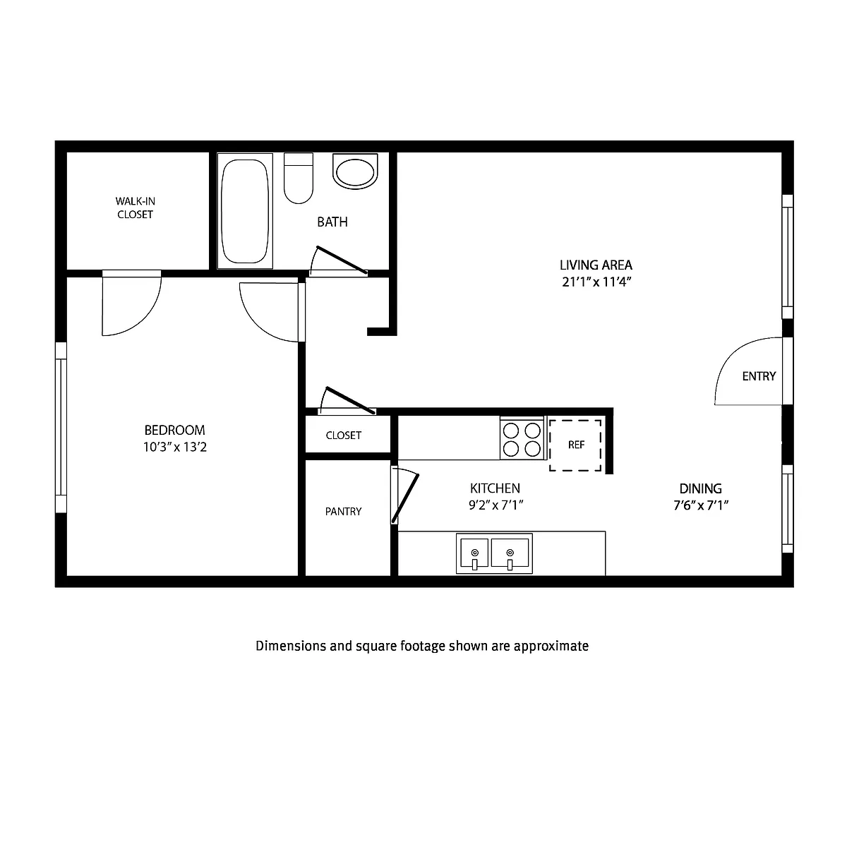 Floor plan 1 Bed and 1 Bath