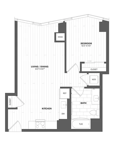 Floor plan 1 Bed/1 Bath-X08