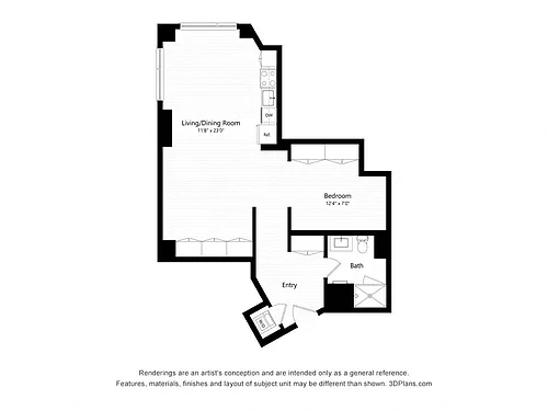 Floor plan A11 - One Bedroom