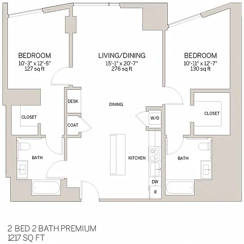 Floor plan Two Bedroom Premium - N