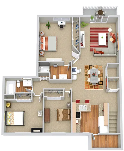 Floor plan 3 Bed | 2 Bath Upper