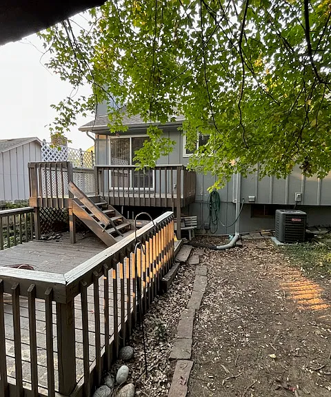 Back yard with a two-tier deck