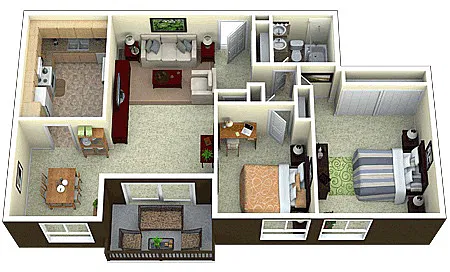 Floor plan 2 Bed 1 Bath