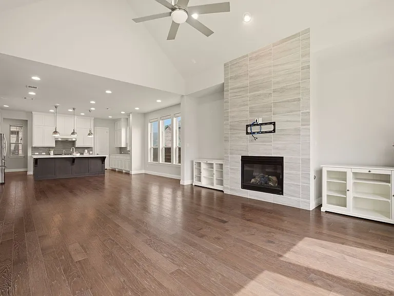 Living Room w/ provided cabinets