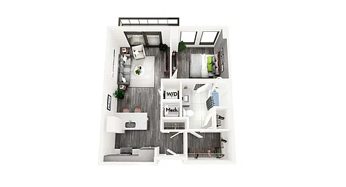 Floor plan AZB4 1 BEDROOM AND 1 BATH