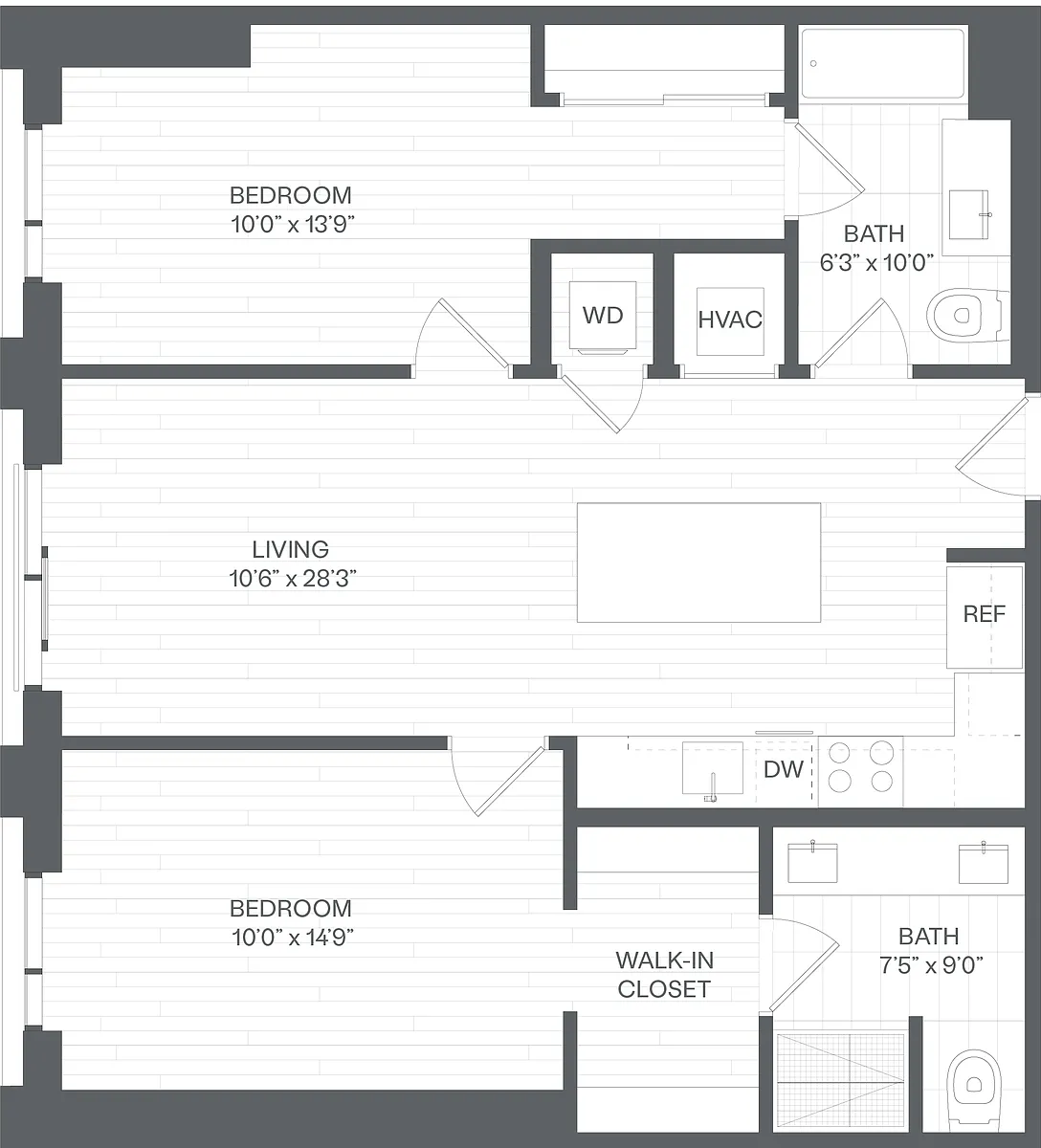 Floor plan 2 Bed/2 Bath-BF