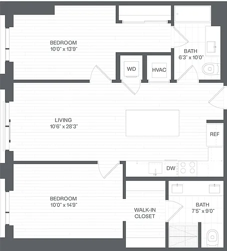 Floor plan 2 Bed/2 Bath-BF
