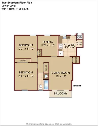 Floor plan $1.86/sq.ft. - Two Bedroom