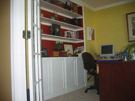 Office with built in book shelves
