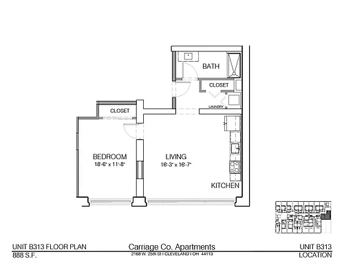 Floor plan c1-888 - 1 bed, 1 bath