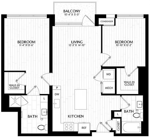 Floor plan 2 Bed/2 Bath-B2M5