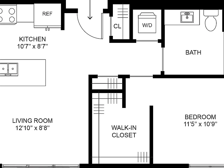 Baker 1 Bedroom Floor Plan _ 619 SF Baker 1 Bedroom Floor Plan _ 619 SF