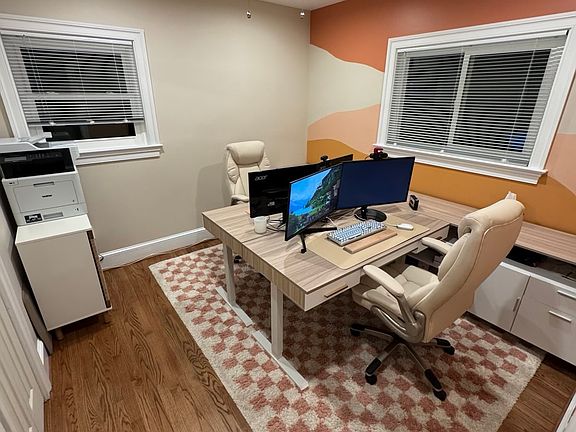 Large bedroom used as home office