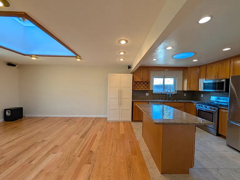 Kitchen and family room.