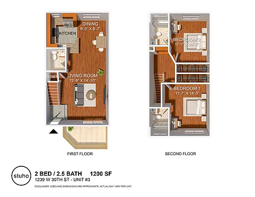 Floor plan Two Bedroom Townhome