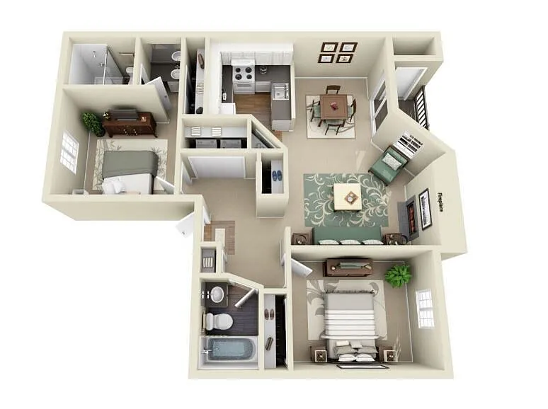 Floor plan 2 BD 2 BA Classic & Renovation