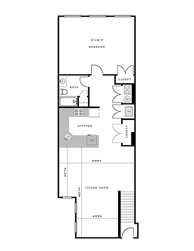 Floor plan 1 Bed 1 Bath Apt 323
