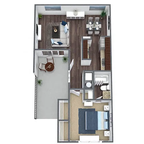 Floor plan A1: 1 Bed 1 Bath