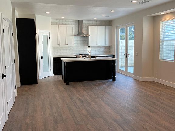 Kitchen, dining, living