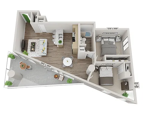 Floor plan Two Bedroom B2C