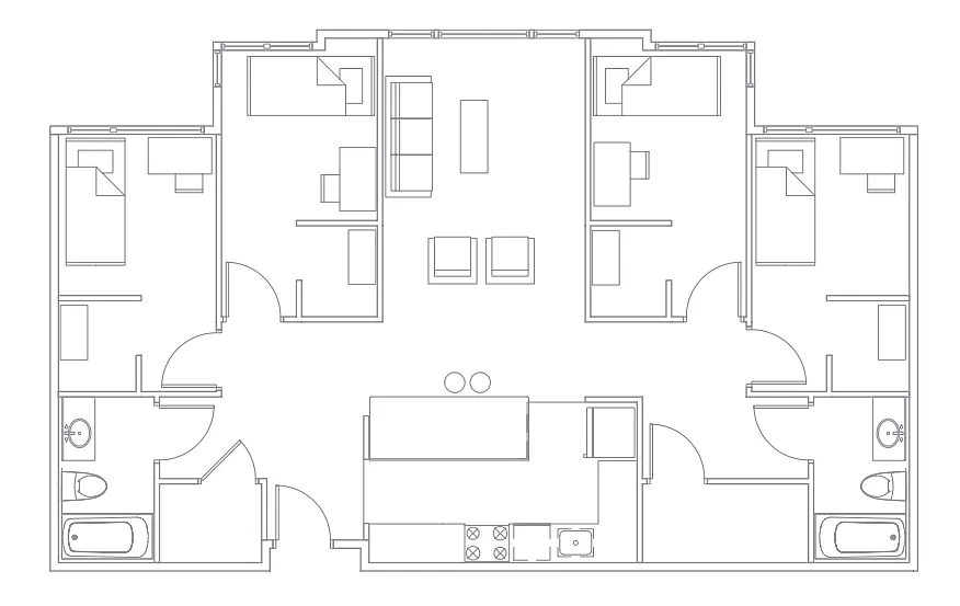 Floor plan 4 Bedroom Two Bath