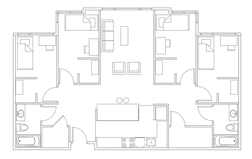 Floor plan 4 Bedroom Two Bath
