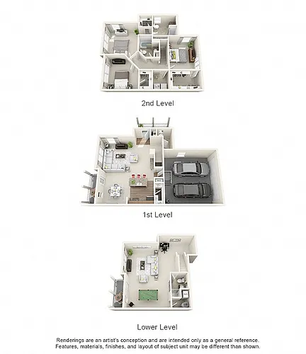 Floor plan The Huntington Townhome with Garage & Basement
