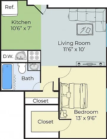 One Bedroom Floorplan One Bedroom Floorplan