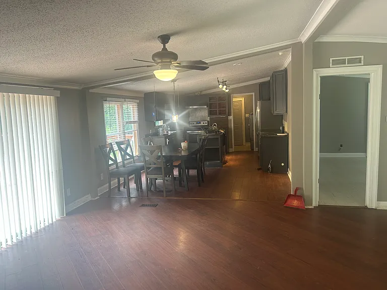 Kitchen view from fireplace