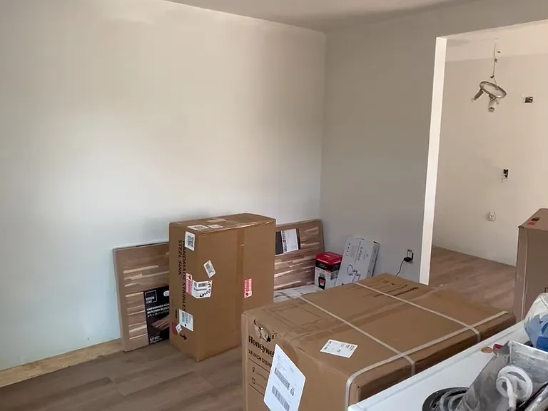 As you can see - Unit B is under construction. Drywall is in, flooring is going in today. Plumbing rough in is complete. Cabinets will be installed on Wed. All stainless appliances delivered on July 9.
