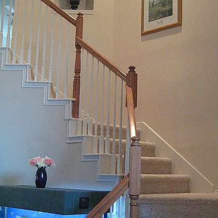 Beautiful winding staircase with art niche