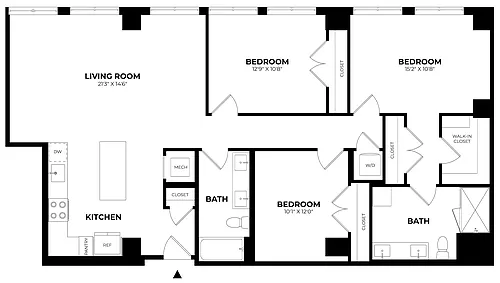 Floor plan 3 Bed/2 Bath-E4