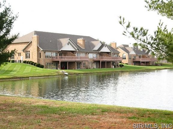 Lake view of condo complex