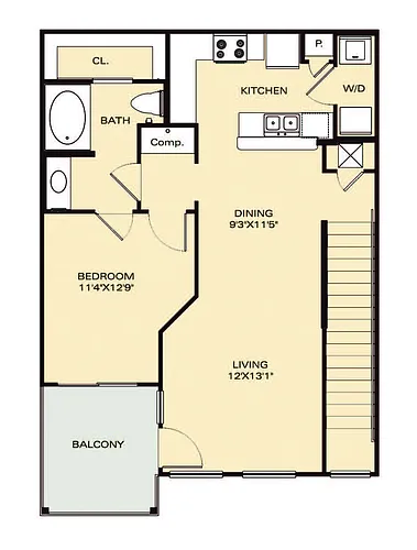 Floor plan One Bedroom Cabana - Call for Availability