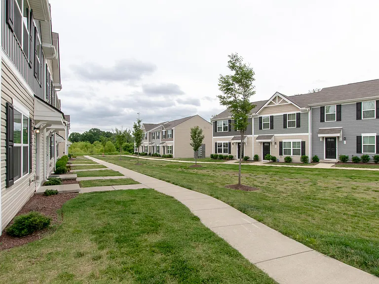 Common-use grass area outside the front door