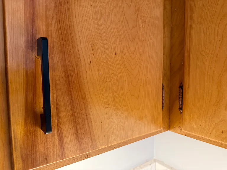 Close-up of new hardware in Kitchen