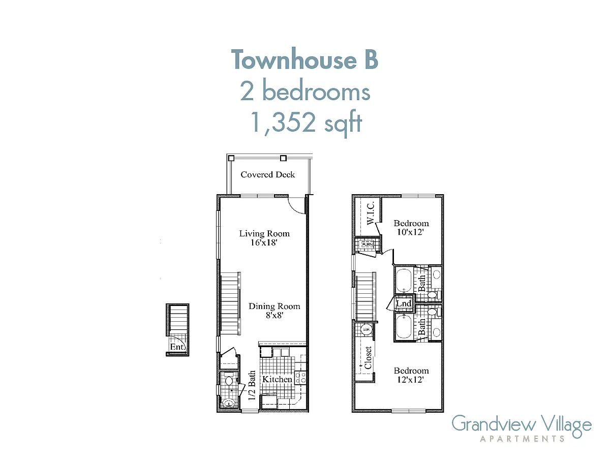 Floor plan 2 Bed Townhome - B