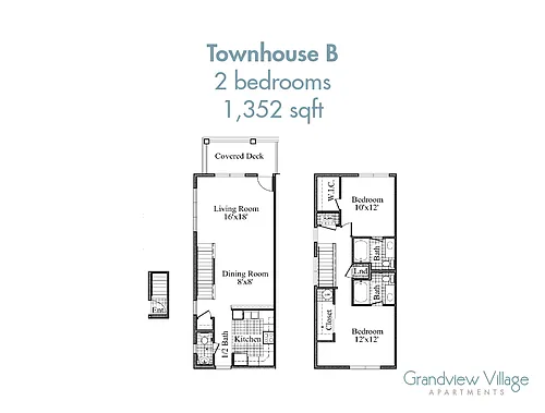 Floor plan 2 Bed Townhome - B