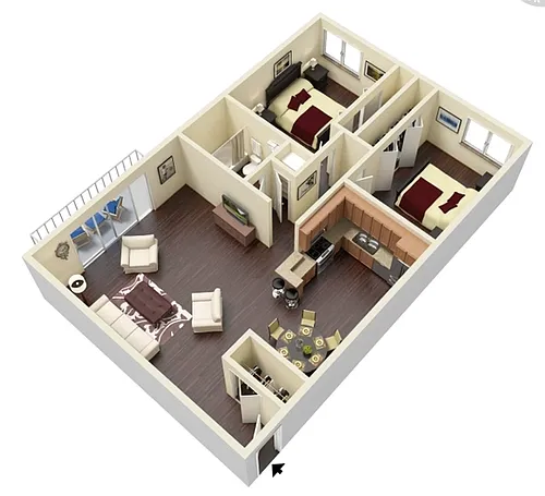 Floor plan 2 Bedroom Remodel with New Kitchen